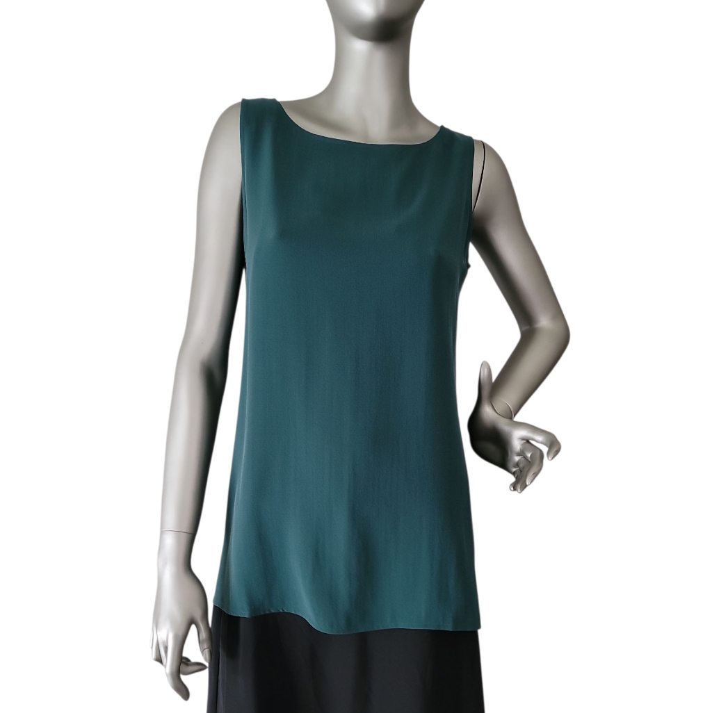 Eileen Fisher Silk Georgette Crepe Long Shell Top Size Xxs